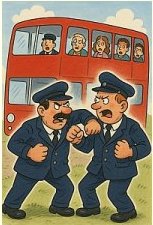 Punchup on the buses.